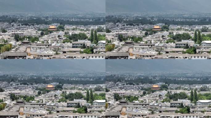 大理 航拍 空镜 古城街道 长焦 景点