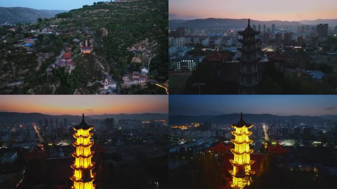 临洮县岳麓山文峰塔夜景