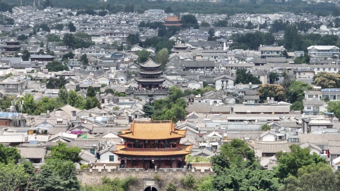 大理 航拍 空镜 古城街道 长焦 景点