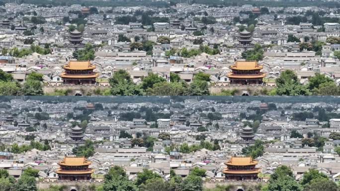 大理 航拍 空镜 古城街道 长焦 景点