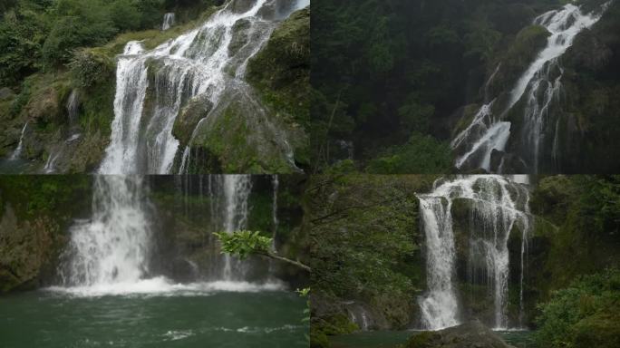 自然风景深山峡谷瀑布流水水源山泉