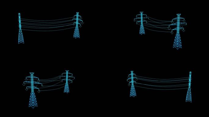 蓝色全息电塔素材带通道
