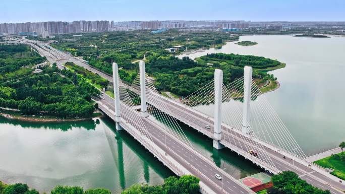 郑州东区航拍 北龙湖金融岛 城市空镜头