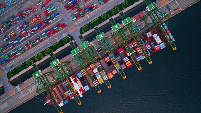 天津港港口货运码头作业航拍素材合集