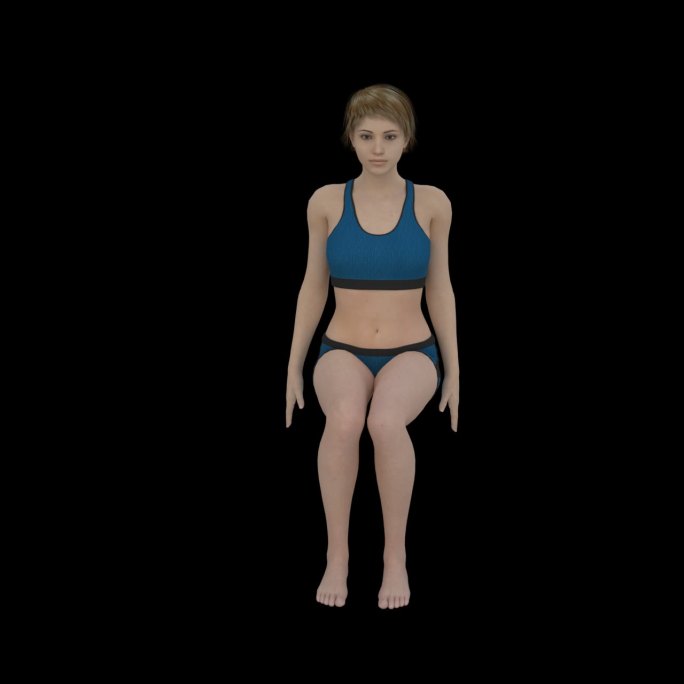 减肥女性站着坐着的C4D工程带透明通道