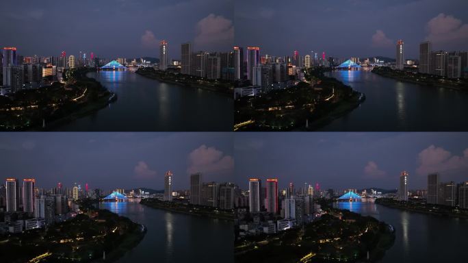江南区邕江两岸夜景航拍4k视频