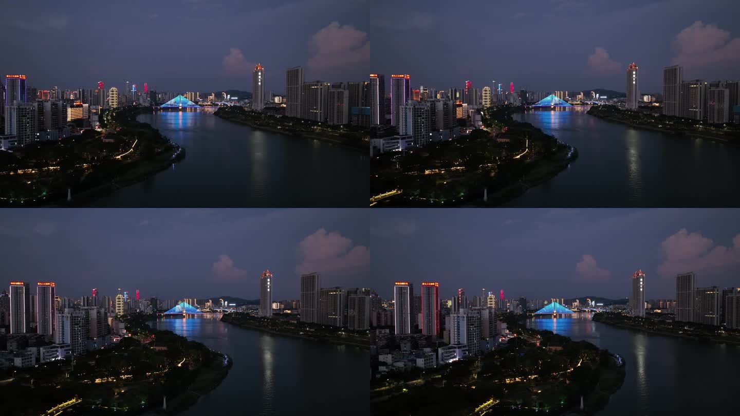 江南区邕江两岸夜景航拍4k视频