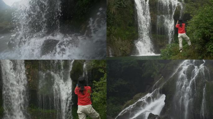 户外探险探索旅行旅游打卡自然山水瀑布