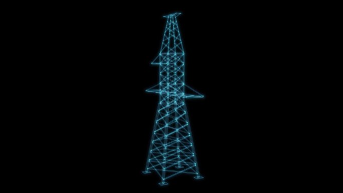 电塔 科幻透明网格线框建筑工地高压线能源