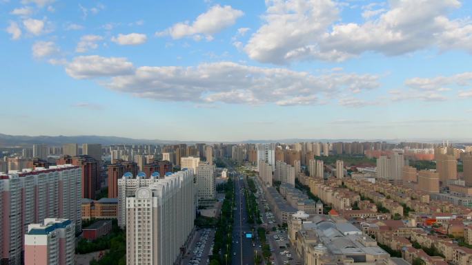 呼和浩特城市航拍-城市上空大景