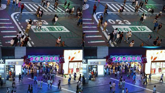 重庆观音桥人流人群步行街特写延时