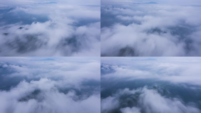 云海平流雾航拍穿云延时摄影