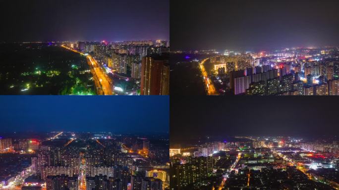 汉川夜景延时4K航拍