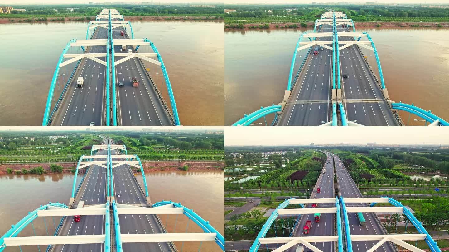 4k航拍刘江黄河大桥
