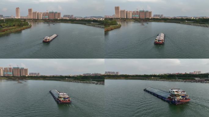 邕江运输船只航行航拍4k视频