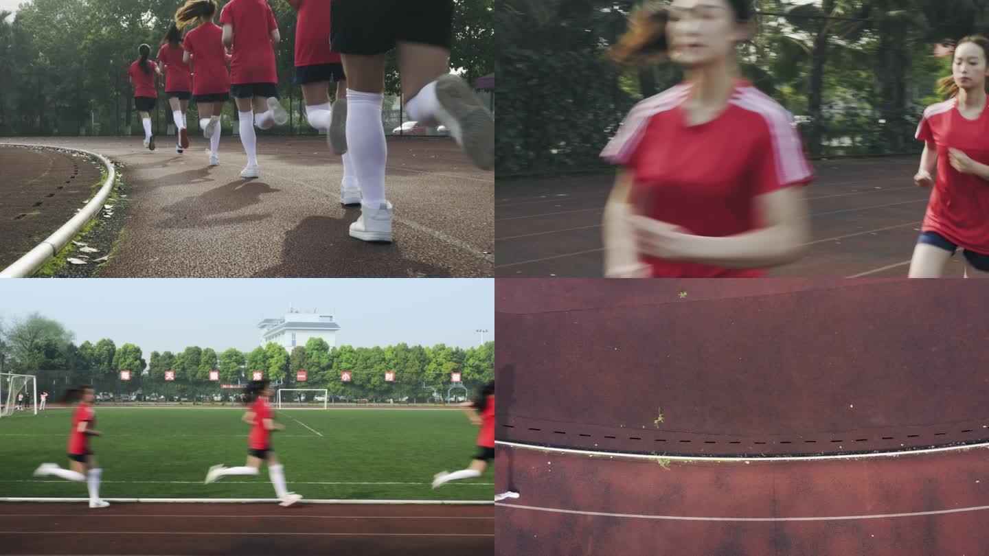 大学女子体育生操场跑步训练