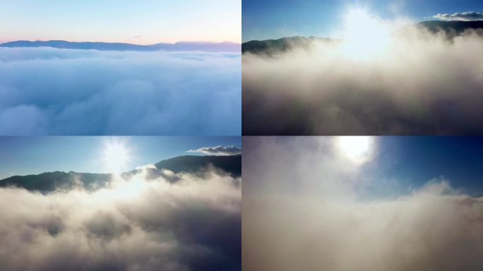 4K日出云海 天空云穿梭 天空云雾翻滚