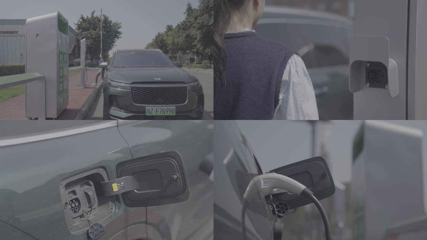 新能源汽车扫描充电4K实拍素材