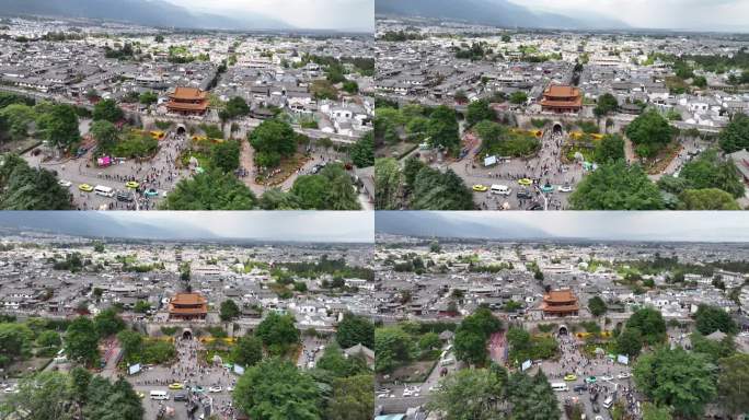 大理 航拍 空镜 大理古城 人流 景点