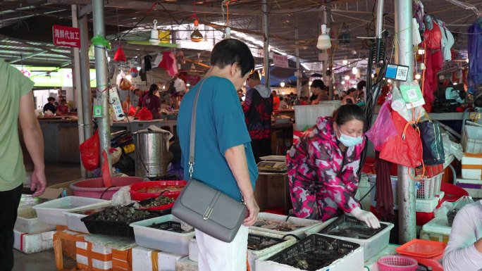 福建漳州菜市场 海鲜市场 鱼虾鲍鱼扇贝