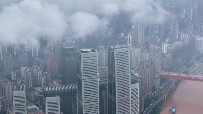 重庆渝中区朝天门两江交汇鸳鸯锅航拍