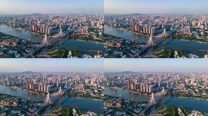 广州鹤洞大桥繁忙车流环绕延时摄影4k航拍