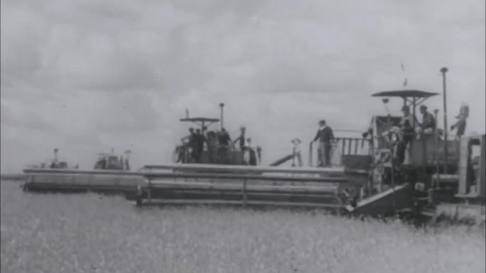 收割小麦 收割机 50年代60年代