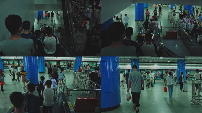 4K实拍，广州珠江新城地铁乘客进出站。