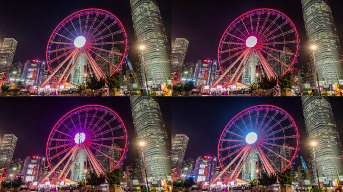 香港中环摩天轮夜景延时