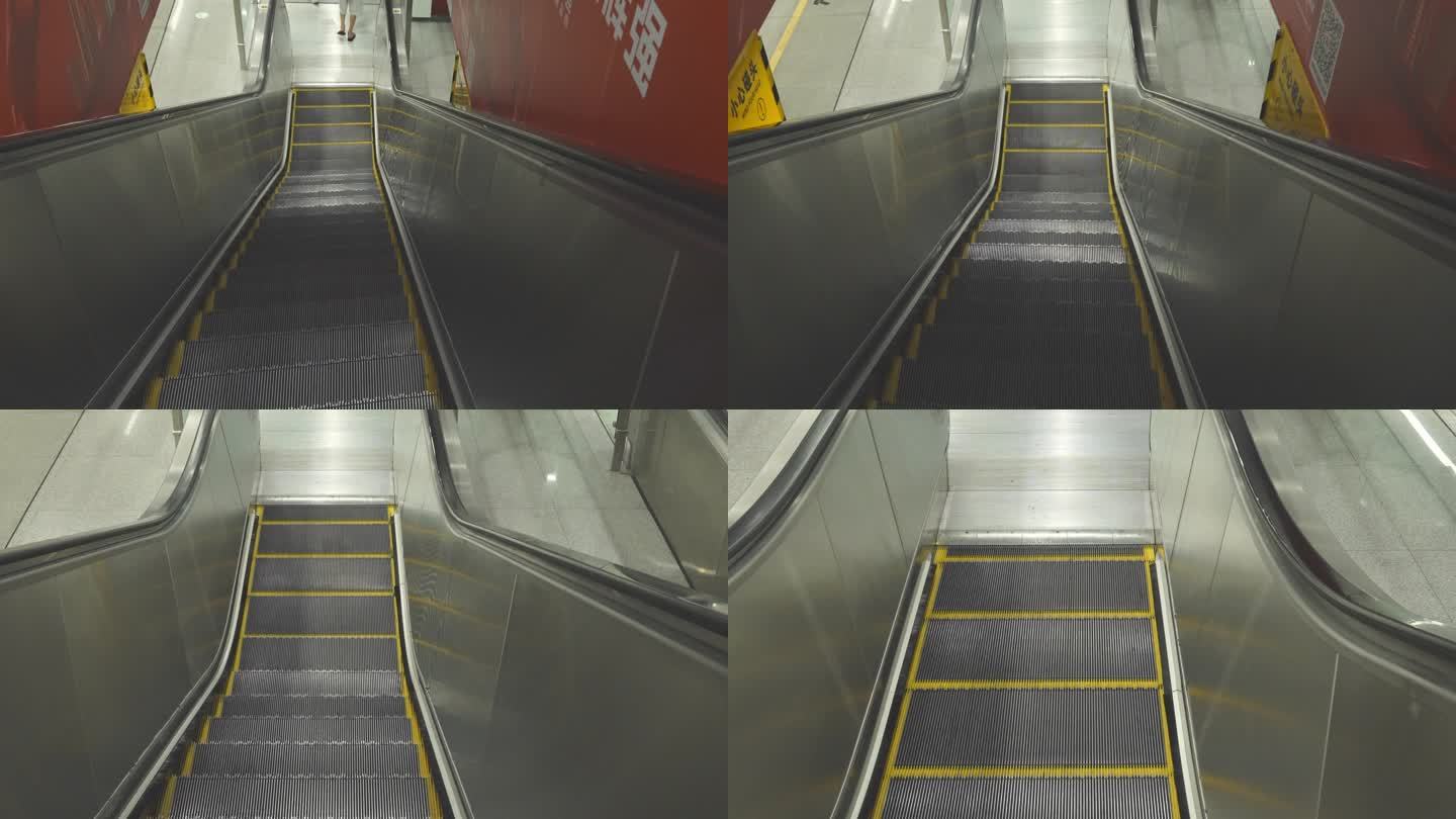 4K升格实拍广州地铁站市民扶手电梯进站。