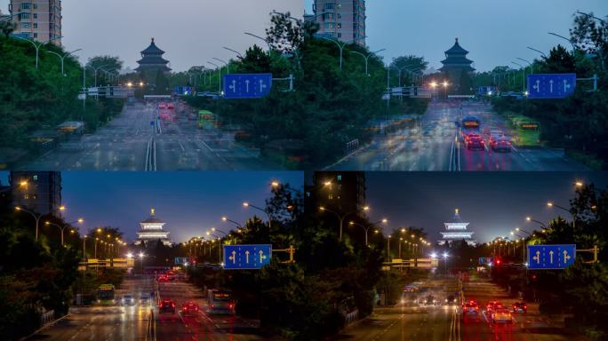 北京天坛夜景天坛祈年殿日转夜延时