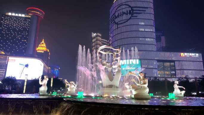 杭州武林广场八少女雕塑音乐喷泉