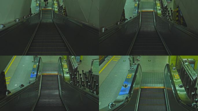 4K升格实拍广州地铁站市民扶手电梯进站。