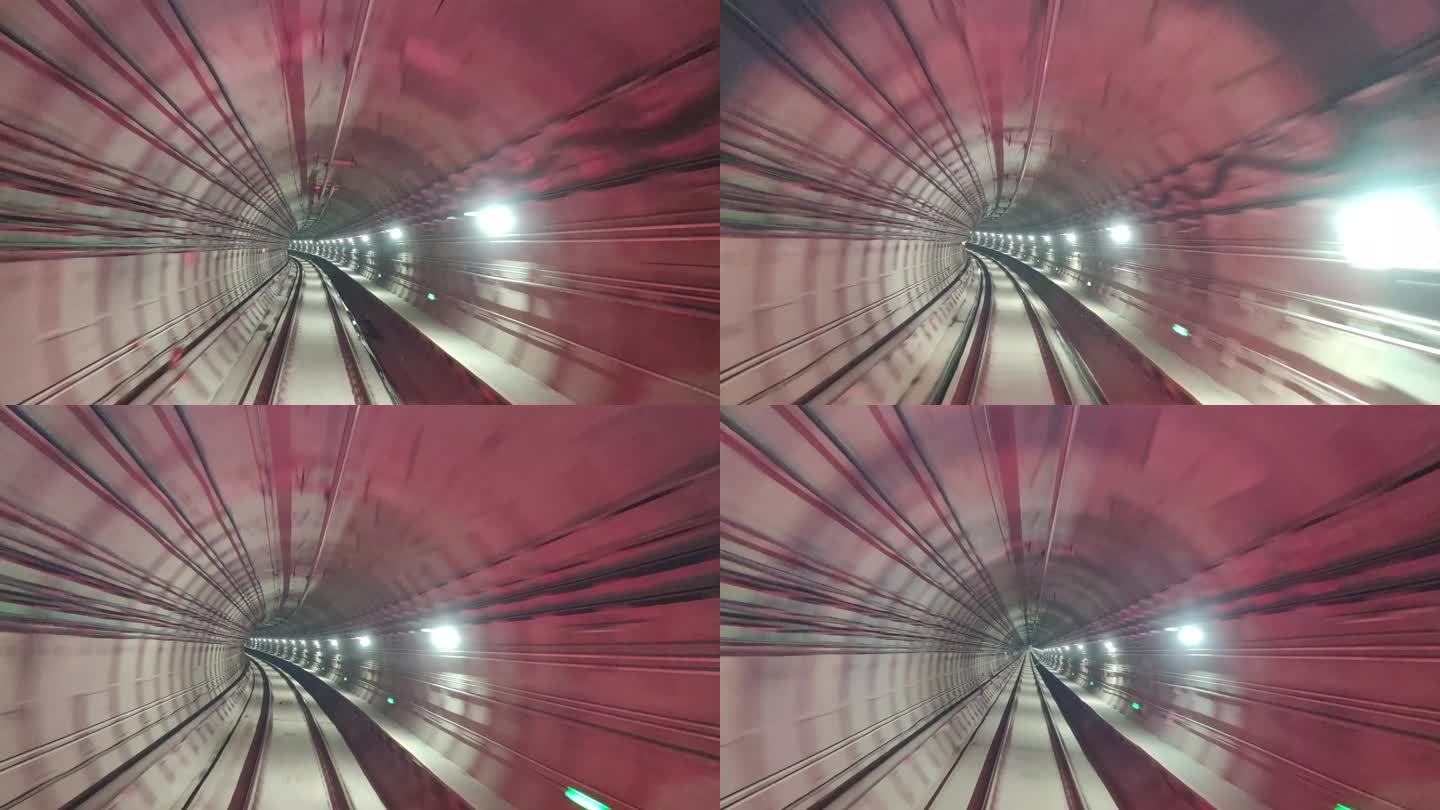 唯美城市地铁高铁动车列车交通隧道穿梭行驶