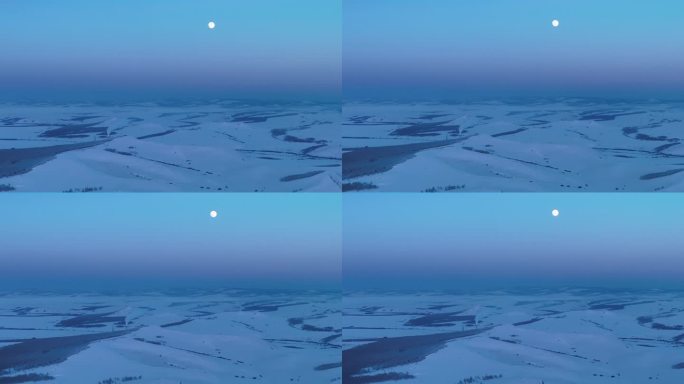 航拍4K东北月光雪原