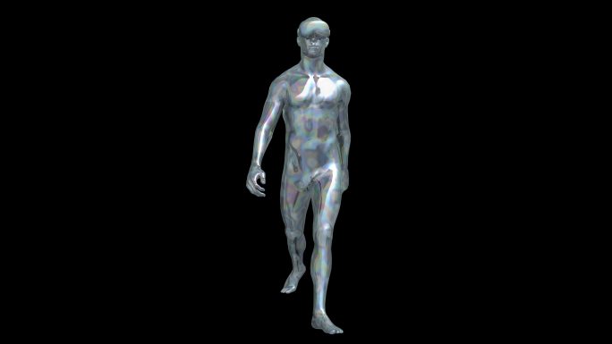 男性人体走路戴苹果MR循环动画透明通道