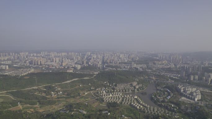 航拍重庆永川城区大景