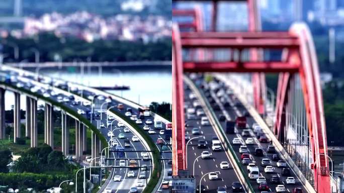 广州新光大桥和洛溪大桥移轴特效航拍竖屏