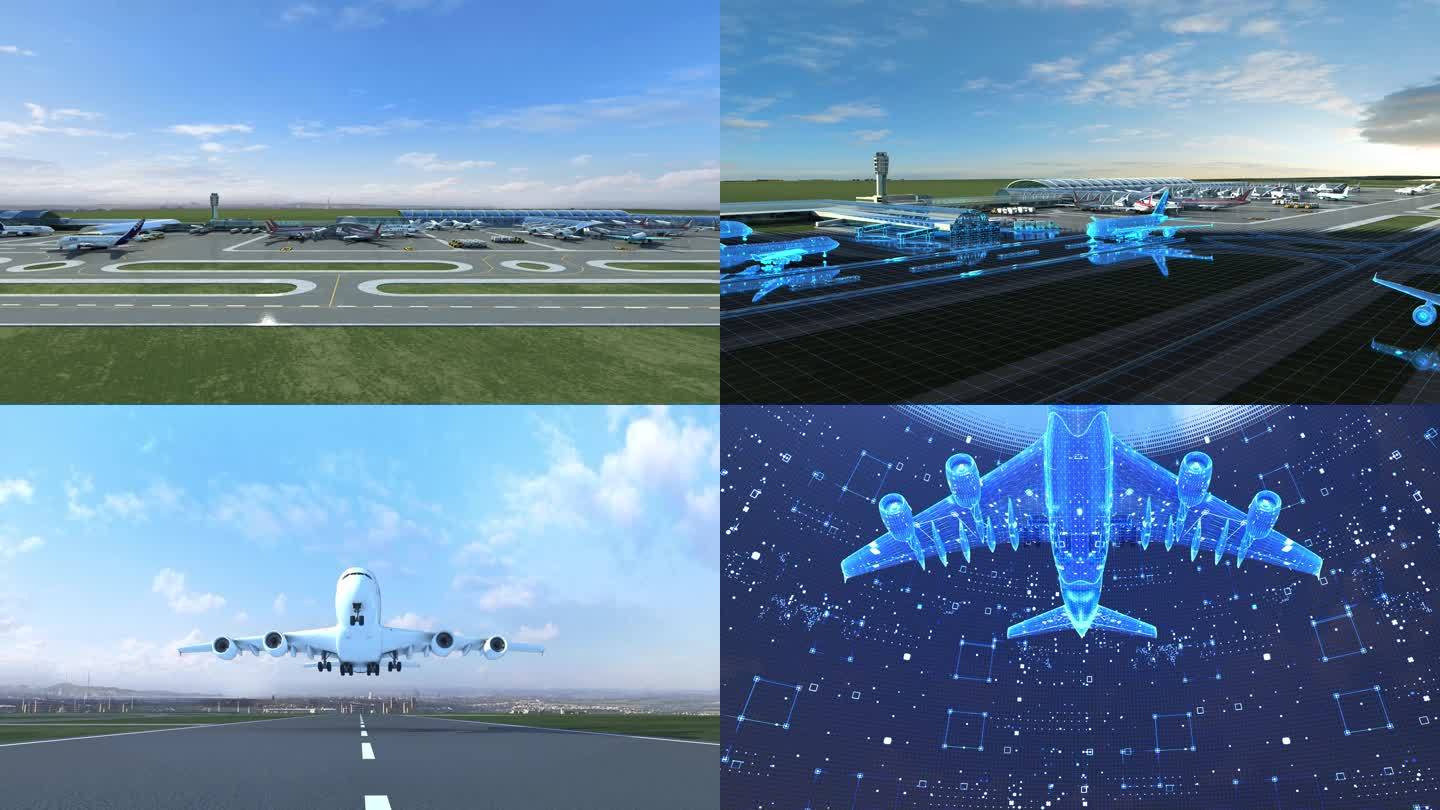 民航客机飞行起飞飞机机场科技航空数字航空