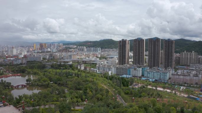 楚雄太阳历公园航拍太阳历 城市空镜