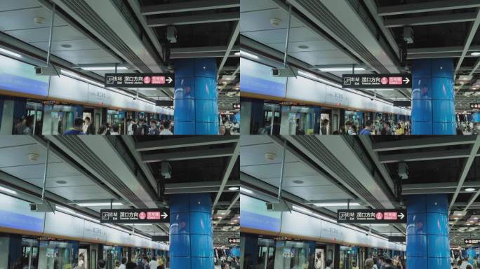 4K实拍，羊城广州珠江新城地铁乘客进出站