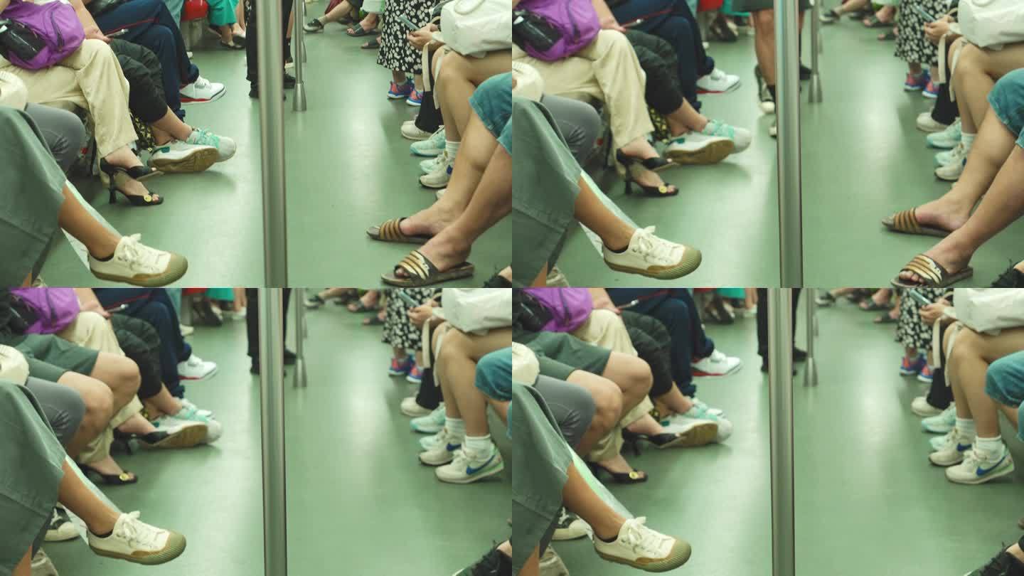 4K升格实拍，繁忙的羊城广州地铁车厢乘客