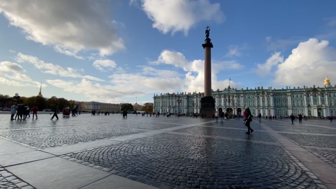 俄罗斯圣彼得堡冬宫移动延时摄影