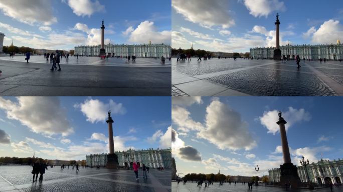 俄罗斯圣彼得堡冬宫移动延时摄影