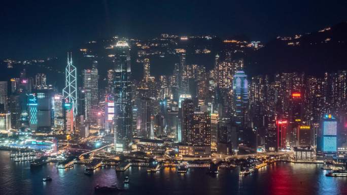 香港中环夜景风光延时