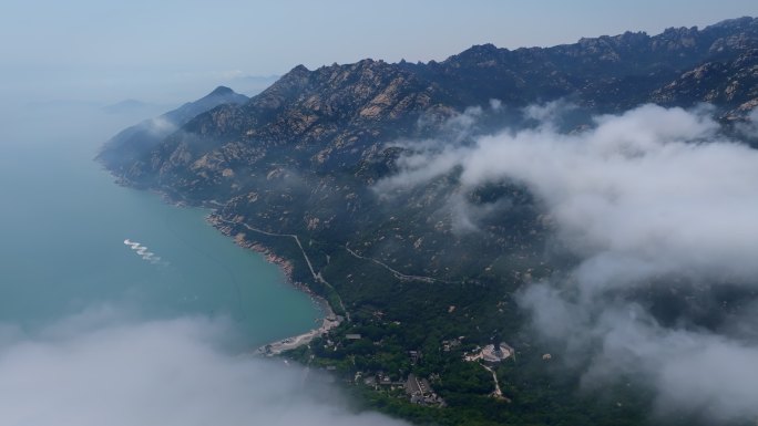 航拍青岛崂山太清云海