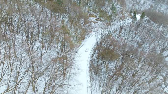 神农架雪天4k航拍视频