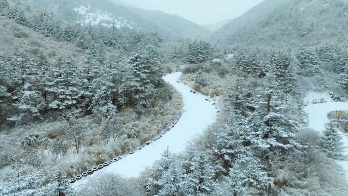 神农架雪天4k航拍视频