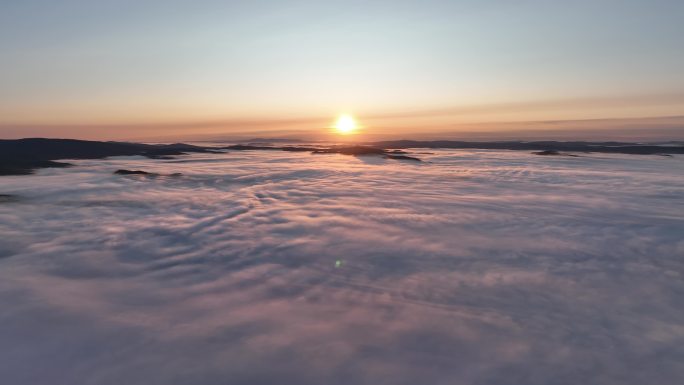 航拍黎明山川云海日出