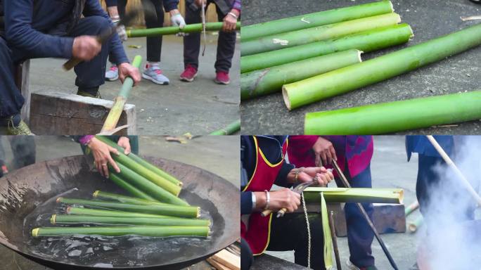 竹子竹林茨竹传统技艺扯竹麻编草鞋